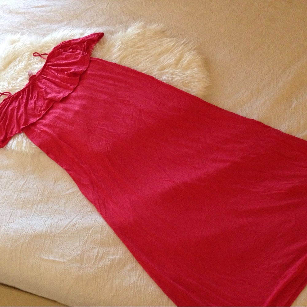 LAST 1!  Coral Maxi Dress 95% Rayon! MADE IN USA - Picture 3 of 3